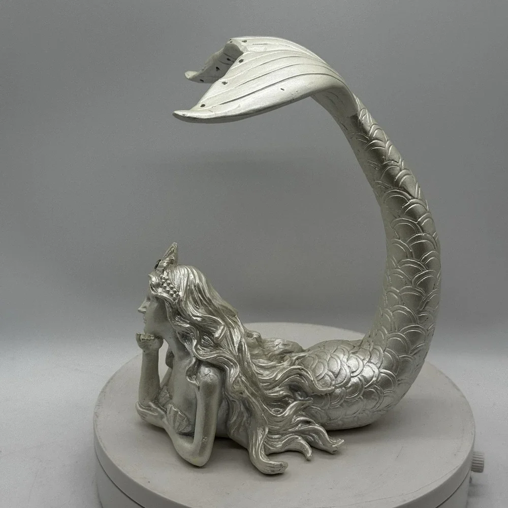 Mermaid Earring Holder Vanity Display Pearl Opalescent Nautical Fantasy Fin Tail